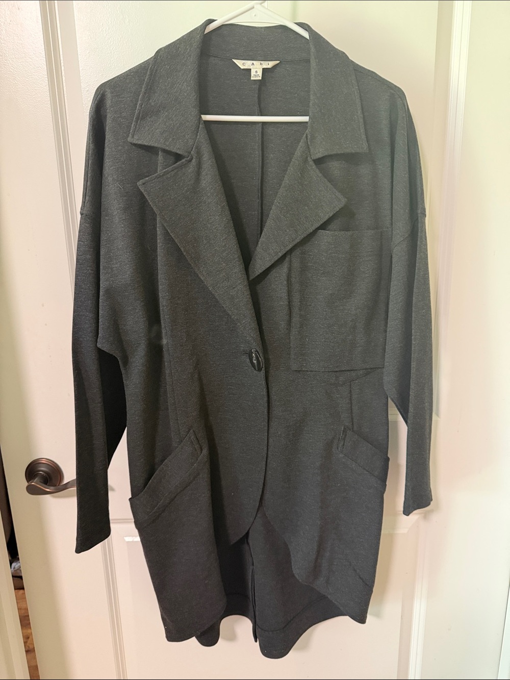CAbi Charcoal Longline Knit Blazer Jacket